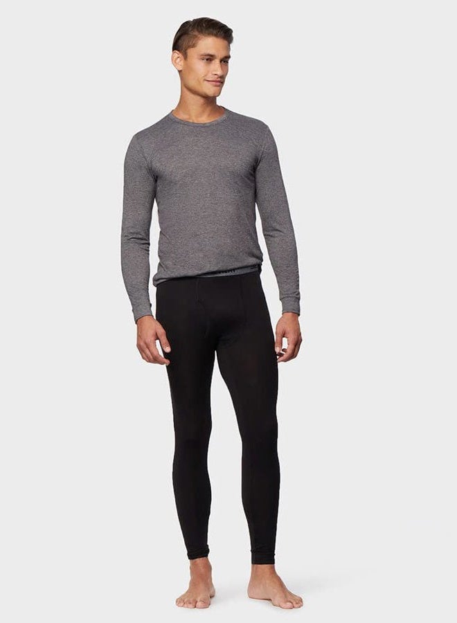 32 Degrees Men's Lightweight Baselayer Crew Top | Long Sleeve | Form Fitting | 4-Way Stretch | Thermal, Charcoal Heather, XL - Image 2