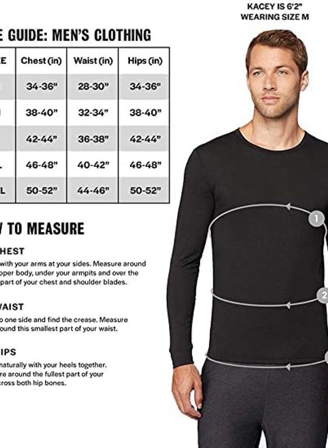 32 Degrees Men's Lightweight Baselayer Crew Top | Long Sleeve | Form Fitting | 4-Way Stretch | Thermal, Charcoal Heather, XL - Image 5