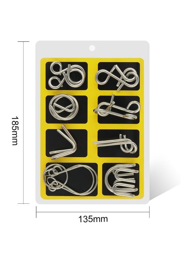 Metal Wire Puzzle Set Of 16 With Pouch Brain Teaser IQ Test Disentanglemen Iron Link Unlock Puzzles Game Magic Trick Toy Gift  - Image 2