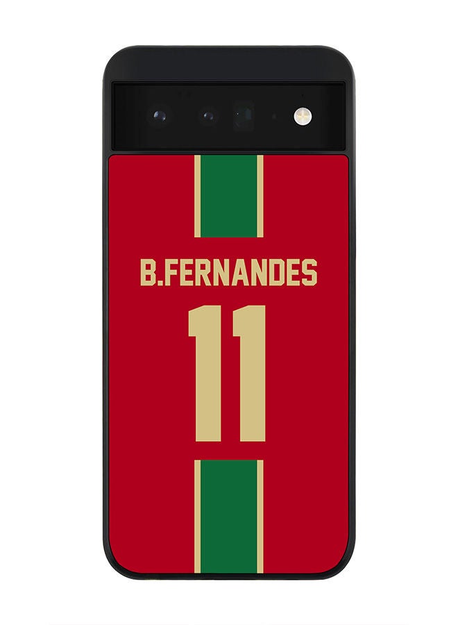 Stylizedd Rugged Black edge case for Google Pixel 6 5G Slim fit Soft Case Flexible Rubber Edges Anti Drop TPU Gel Thin Cover - Football Team - Portugal Player Name - B.Fernandes - Image 1