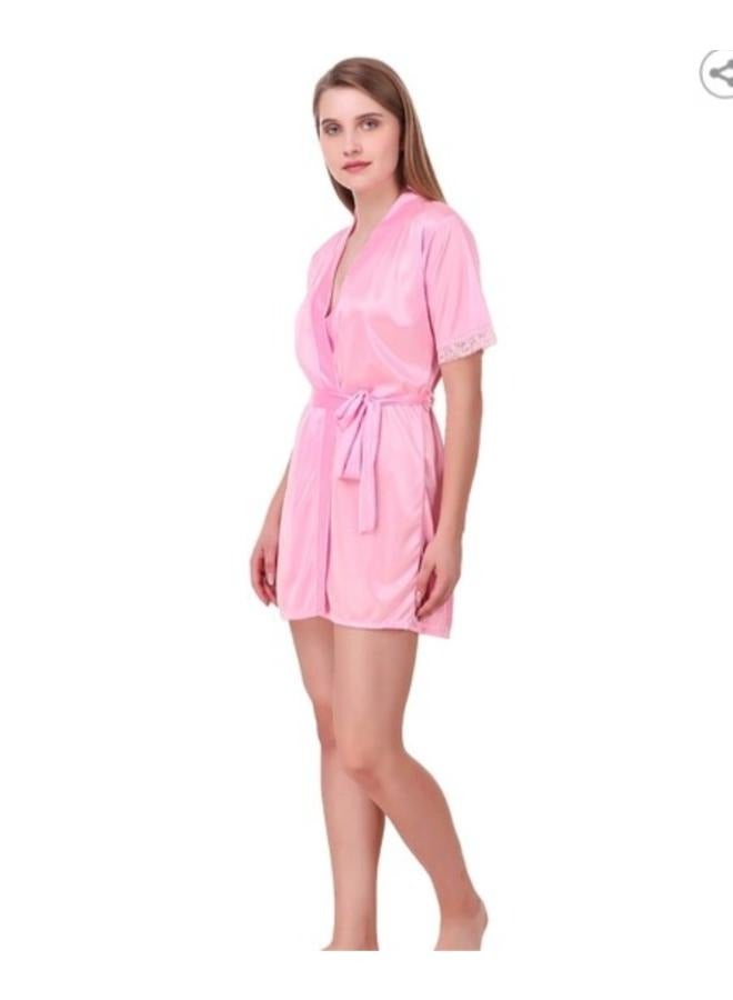 Women's Nightgown Silk Satin Kimono Gown Glossy Solid Color Thin Cardigan Robe Gown Fit to Medium to Semi Large - Image 4