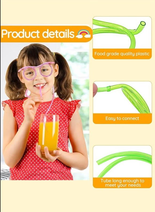 5pcs Straws Glasses Plastic Fun Glasses Straw Covers Cap Reusable Straws for Kids Glasses Straws Drinking Adult Party Fun Straws for Eye Glasses Straw Tube Toy and Birthday Party Set  - Image 2