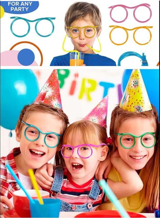 5pcs Straws Glasses Plastic Fun Glasses Straw Covers Cap Reusable Straws for Kids Glasses Straws Drinking Adult Party Fun Straws for Eye Glasses Straw Tube Toy and Birthday Party Set  - Image 4