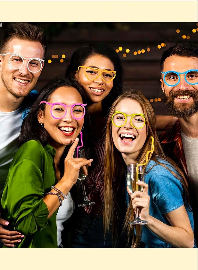 5pcs Straws Glasses Plastic Fun Glasses Straw Covers Cap Reusable Straws for Kids Glasses Straws Drinking Adult Party Fun Straws for Eye Glasses Straw Tube Toy and Birthday Party Set  - Image 5