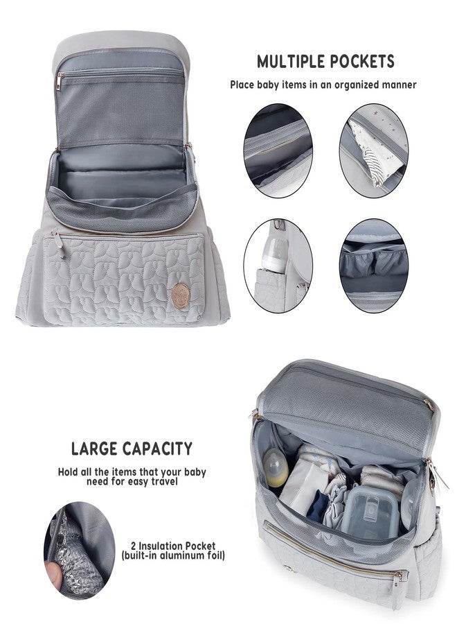 SONARIN Stylish Waterproof Diaper Bag Backpack Nappy Changing Bag Travel Mummy Bag with Changing Pad & Single Shoulder Strap(Grey) - Image 3