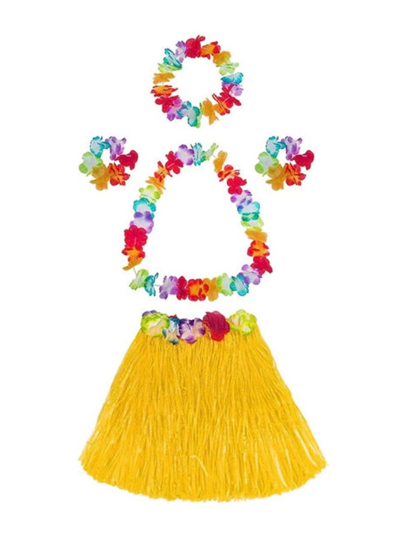 Party Time 5pcs Hawaiian Hula Skirt Costume Set Yellow Color - Image 1