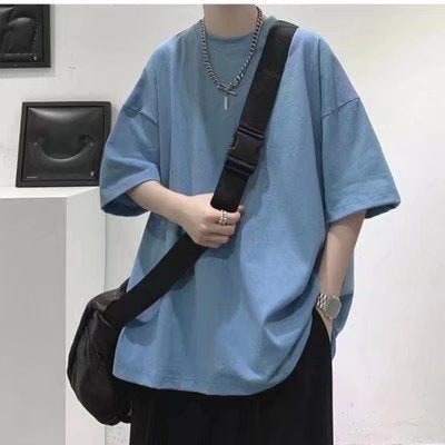 Short-sleeved T-shirt Mens Summer Modal Cotton plus size Heavy Ins Trendy Brand Simple Half-sleeved Top Teenager T-shirt black vest  - Image 4