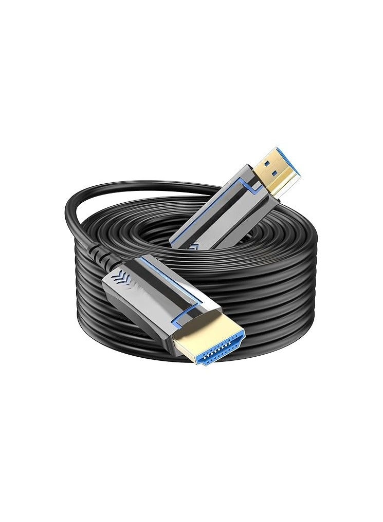8K HDMI 2.1 Fiber Optic Cable – 30M (100FT) Ultra High-Speed – 48Gbps, Supports 8K@60Hz, 4K@120Hz, HDR, eARC, HDCP – Gold-Plated Connector – For TV Box, Projector, Gaming, and PC 