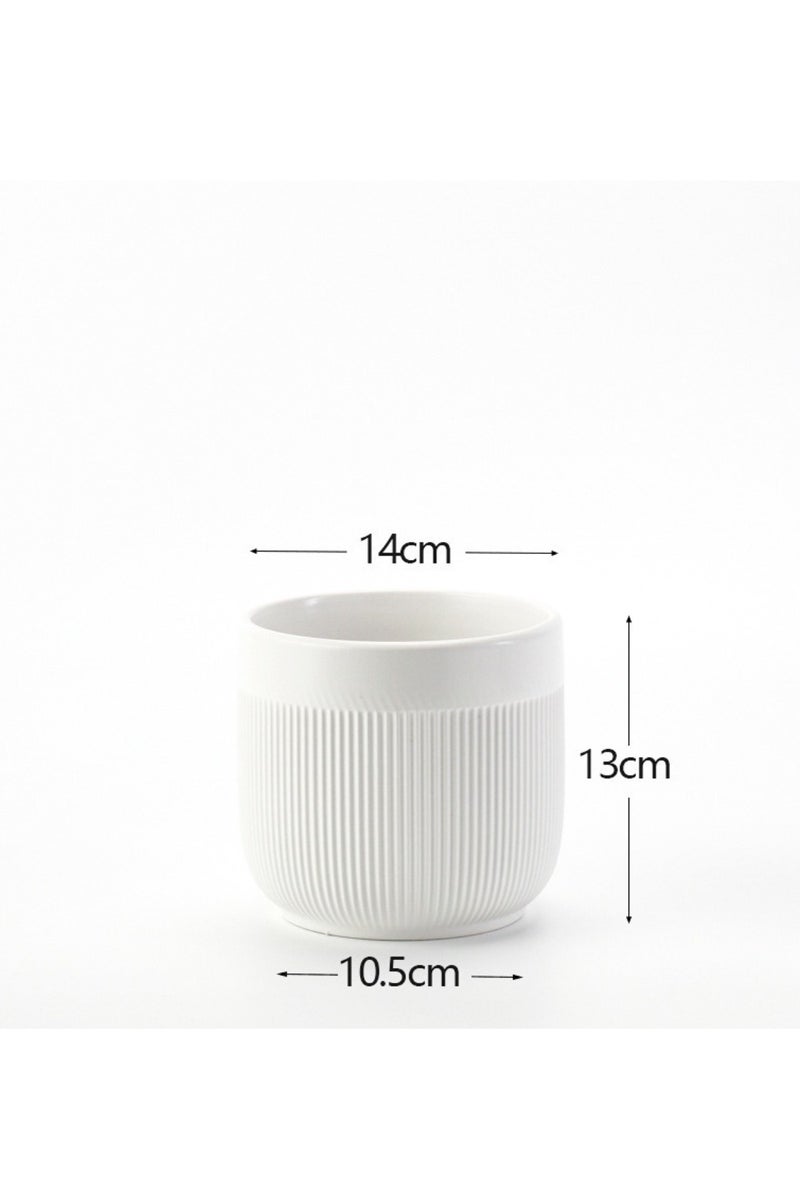BIG MAX Ceramic 13cm✖14cm Planters, Modern Home and Office Flowerpot, Indoor and Outdoor Flowerpot with Drainage Hole (White) - Image 2