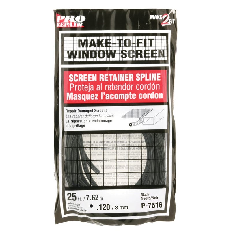 PrimeLine P 7516 0120 In x 25 foot Black Spline 1 Roll