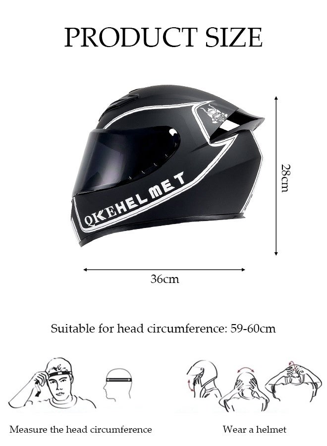 DUNISO Full Face Motorcycle Helmet, Lightweight Crash Resistant Motorcycle Helmet, All Season Cool Racing Helmet，with Black Lenses, Breathable Lining, Suitable for Both Men and Women (L) - Image 2