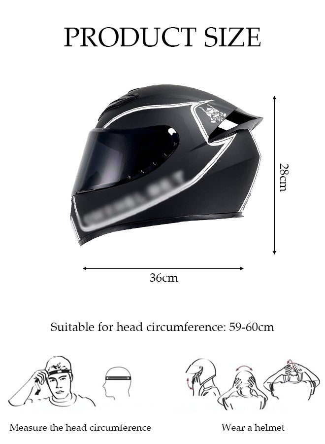 DUNISO Full Face Motorcycle Helmet, Lightweight Crash Resistant Motorcycle Helmet, All Season Cool Racing Helmet，with Black Lenses, Breathable Lining, Suitable for Both Men and Women (L) - Image 2