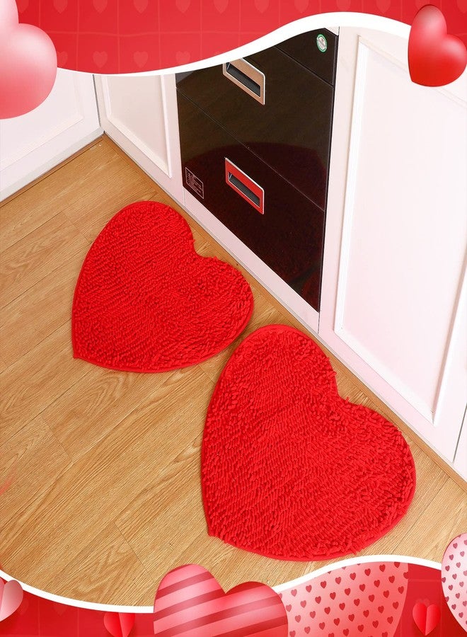 Nuogo 4 قطع سجادة على شكل قلب لعيد الحب سجادة مدخل قلب مزخرفة 20 × 24 بوصة غير قابلة للانزلاق قابلة للغسل سجادة ناعمة رقيقة لدخول المنزل مرحبًا بسجاد غرفة المعيشة وغرفة النوم والمطبخ (وردي، أحمر) - Image 3