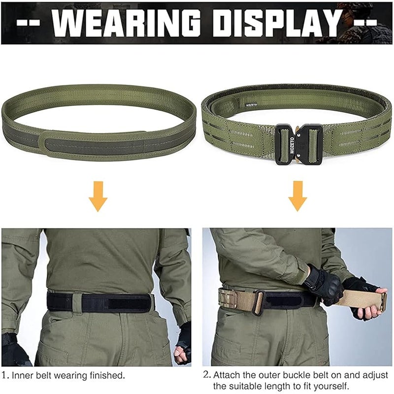 MOZETO Molle Battle Belt, 2 Battle Belts Tactical War Combat Quick Release Law Enforcement Duty Belts for Men - Image 4