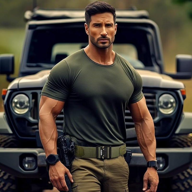 MOZETO Molle Battle Belt, 2 Battle Belts Tactical War Combat Quick Release Law Enforcement Duty Belts for Men - Image 3