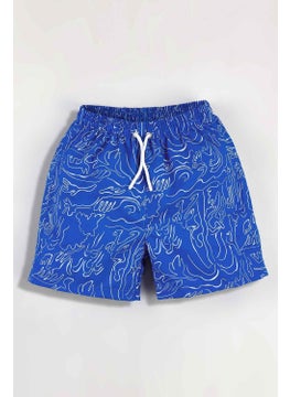 Gold Class Kidswear Wave Patterned Corded Lined Boy's Swim Shorts  - Image 1