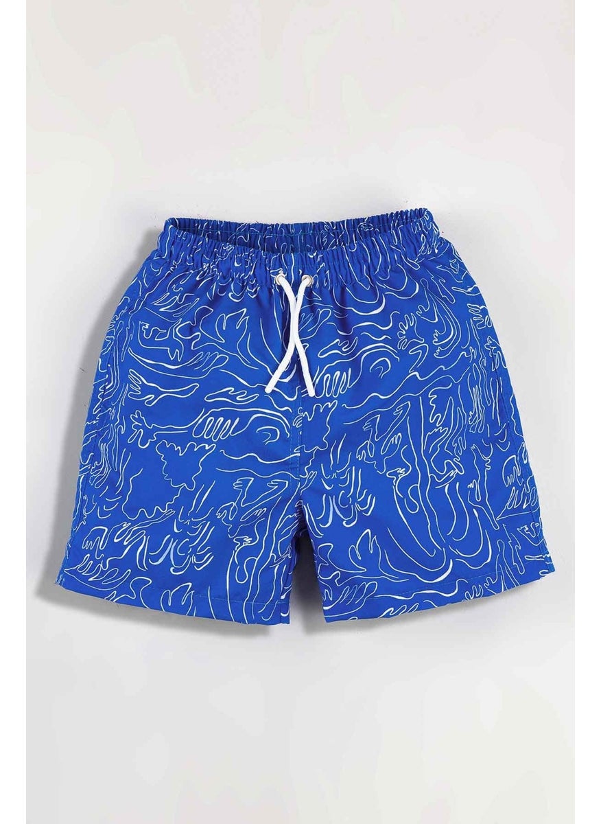 Gold Class Kidswear Wave Patterned Corded Lined Boy's Swim Shorts  - Image 1