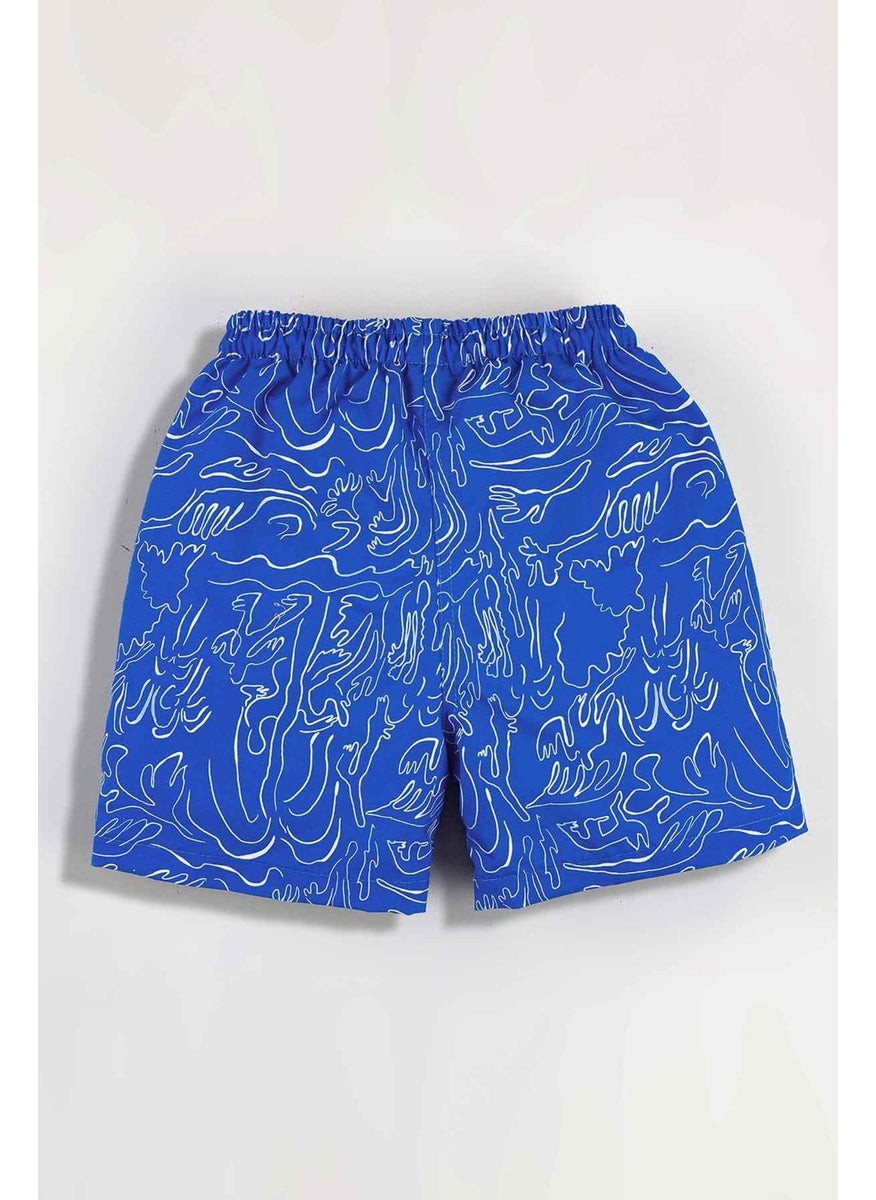 Gold Class Kidswear Wave Patterned Corded Lined Boy's Swim Shorts  - Image 2