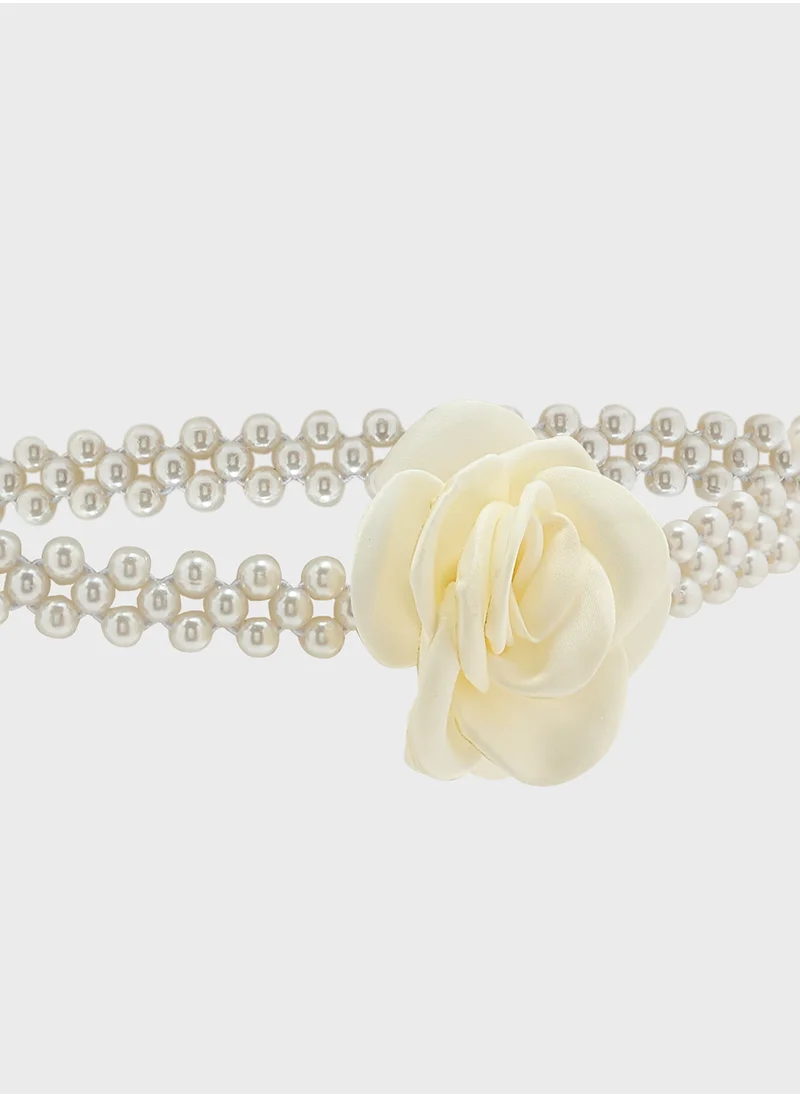 ايلا ليمتد اديشن Rose Floral Trim Pearl Waist Belt