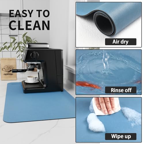 HotLive Coffee Mat - Absorbent Hide Stain Rubber Backed Dish Drying Mat for Kitchen Counter - Bar Mats for Countertops Accessories Fit Under Coffee Maker Espresso Machine - Image 4