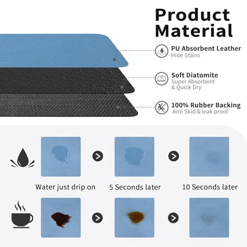 HotLive Coffee Mat - Absorbent Hide Stain Rubber Backed Dish Drying Mat for Kitchen Counter - Bar Mats for Countertops Accessories Fit Under Coffee Maker Espresso Machine - Image 2
