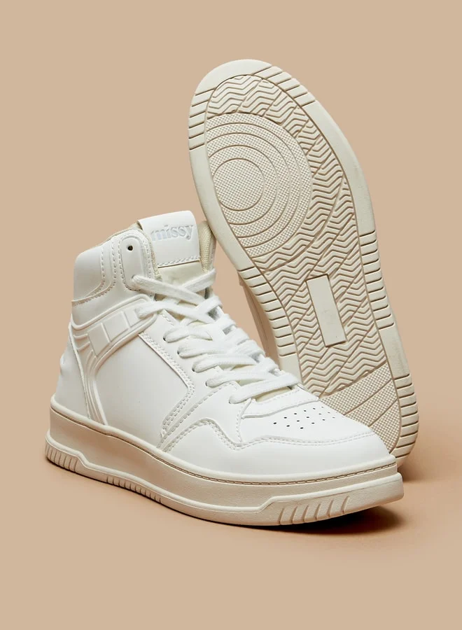 MISSY Women's Missy Solid High Top Sneakers with Lace-Up Closure
