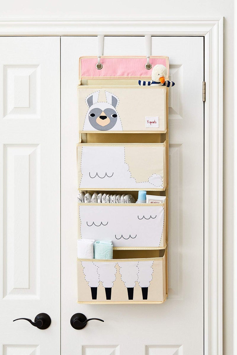 3 Sprouts Over The Door Baby Organizer - Essential Newborn Nursery Storage, Toy Organizer for Room and Closet - Bedroom Storage - Hooks Included, Llama - Image 5