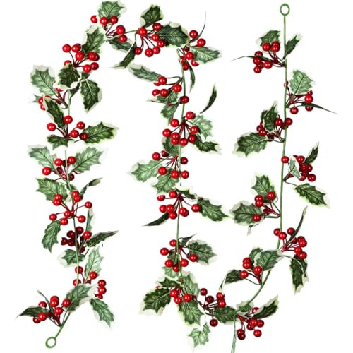 squishy Christmas Decorations, Artificial Red Berry Vine for Holiday Decor, Festive Berry Sprig for Christmas Tree, Home, Window and Door Decoration - Image 1