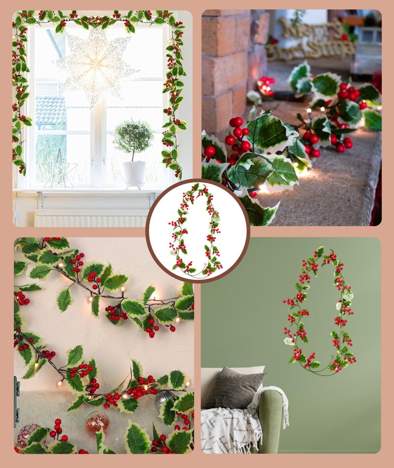 squishy Christmas Decorations, Artificial Red Berry Vine for Holiday Decor, Festive Berry Sprig for Christmas Tree, Home, Window and Door Decoration - Image 5