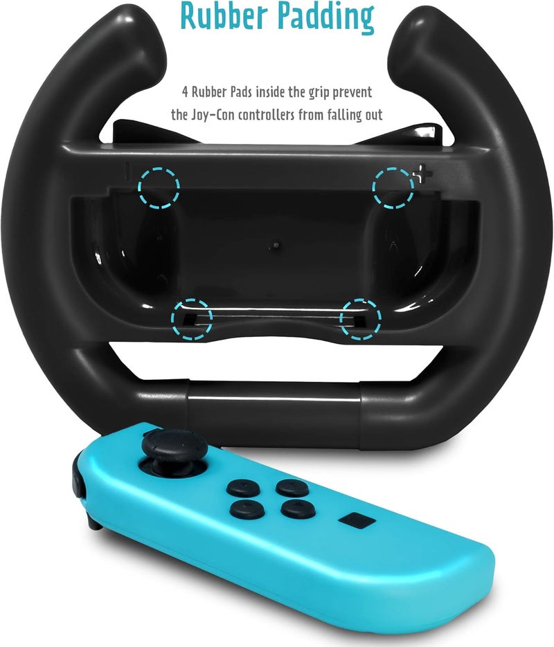 ADZ 2 x Switch Steering Wheel Compatible with Nintendo Switch JoyCon and Mario Kart Switch (Black) - Image 2