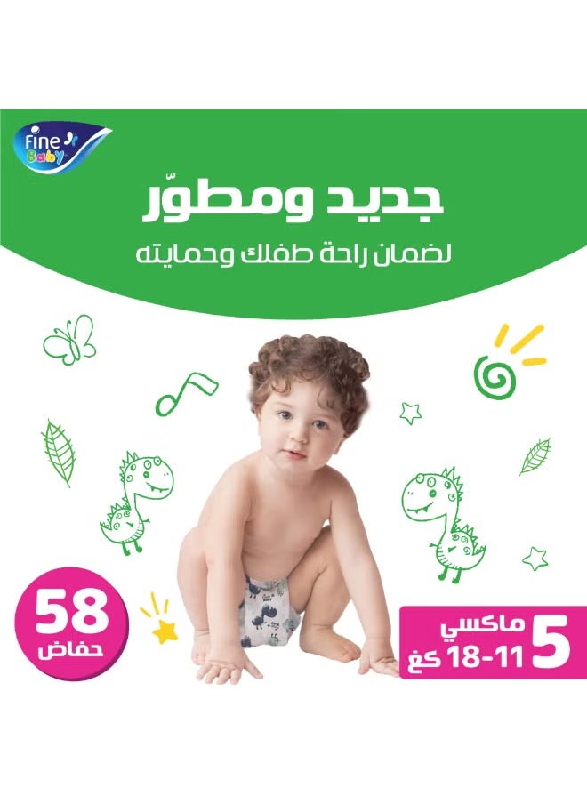 Fine Baby 58-Piece Diapers Maxi (Size 5) (11-18 KG)  - Image 2