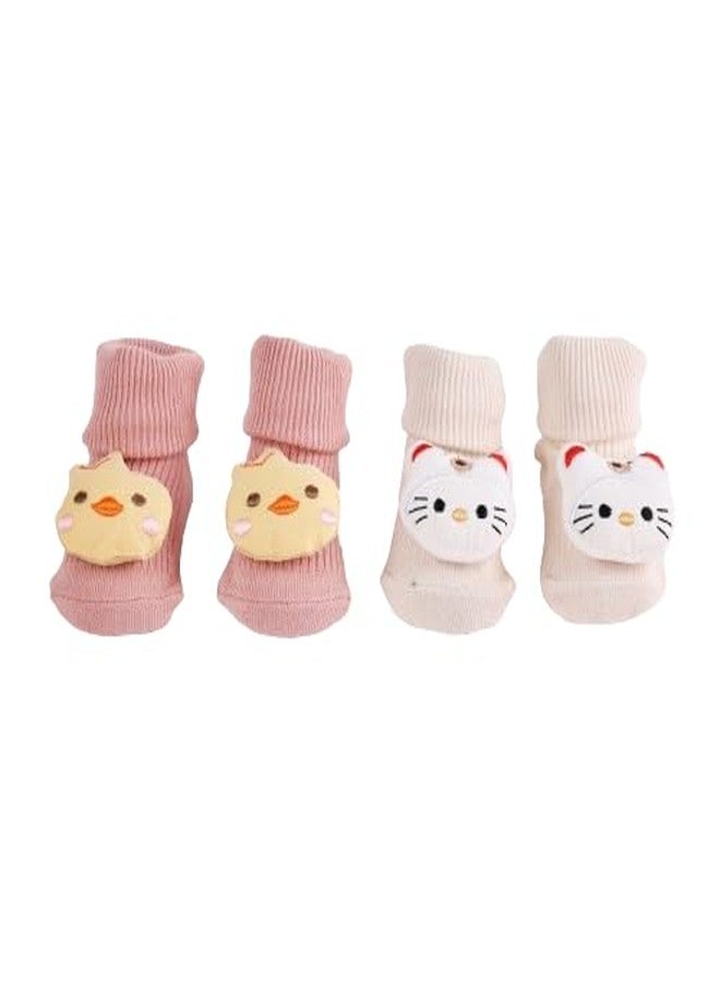 Kicks & Crawl Baby Boys & Baby Girls Anti-skid/slip Little Chick Socks - Pack of 2
