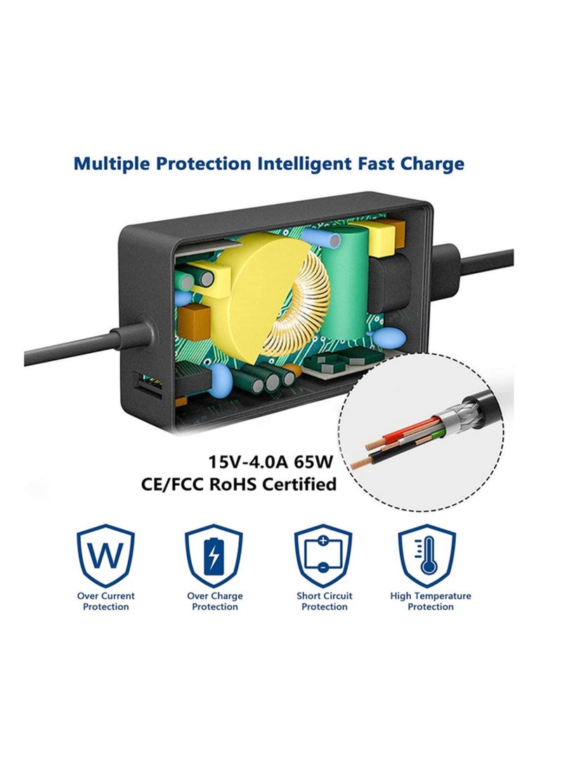 65W laptop power adapter for Surface Pro 9/8/7/6/5/4/3/X Surface Go 3/2/1 Surface Laptop 5/4/3/2/1 Surface Book 3/2/1 Microsoft Surface Charger Supports (65W) - Image 3