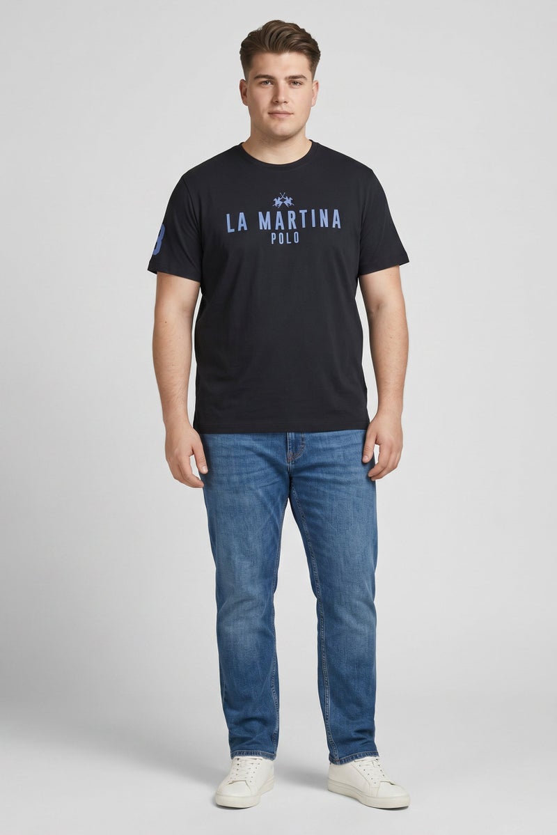La Martina Men Crew Neck Short Sleeve Brand Logo T-Shirt, Dark Navy - Image 2