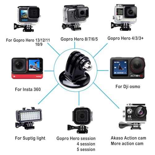 Suptig Tripod Mount Adapter for Gopro Hero 13 Hero 12 Hero 11 Hero 10 Hero 9 Hero 8 Hero 7 Hero 6 Hero 5 Hero Session Hero 4 Hero 3+ Hero 3 Hero 2, DJI osmo, Insta 360, Akaso and Sjcam Action Cam - Image 2