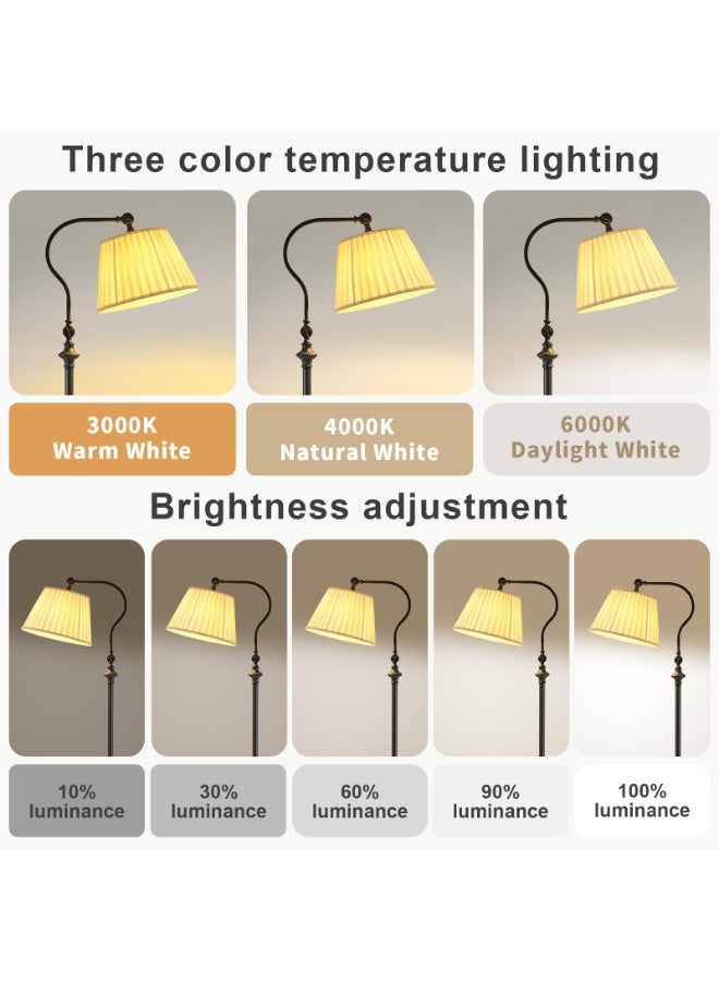 كيلا مصابيح أرضية، مصباح أرضي ثلاثي الألوان لغرفة المعيشة وغرفة النوم بجانب السرير، مصباح طاولة عمودي كلاسيكي لغرفة المعيشة والدراسة في الفندق مع طاولة قهوة باللون الأسود 156 سم، مصباح، ابجوره طويله ارضيه اباجورة اضاه، ابجورة ارضيه، ابجورة ارضية، مصابيح ارضيه، مصابيح، ابجورات ارضيه - Image 5