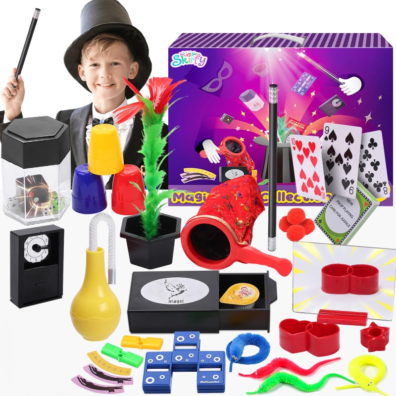Skirfy Magic Kit75 Magic Tricks for Kids Age 68Perfect Magic Toys for KidsFeaturing with Floating VaseDouble Magic BagMagic MirrorGreat Birthday Gifts for Boys Girls