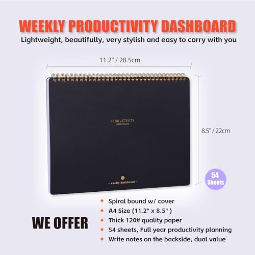 ZERONE CENTRE Weekly Desk Planner Monday Start - Dashboard Desk Pad Ideal for Project Manager, Business Owner, Freelancer, and Multitaskers to Achieve Goals - Spiral Productivity Journal - Image 2