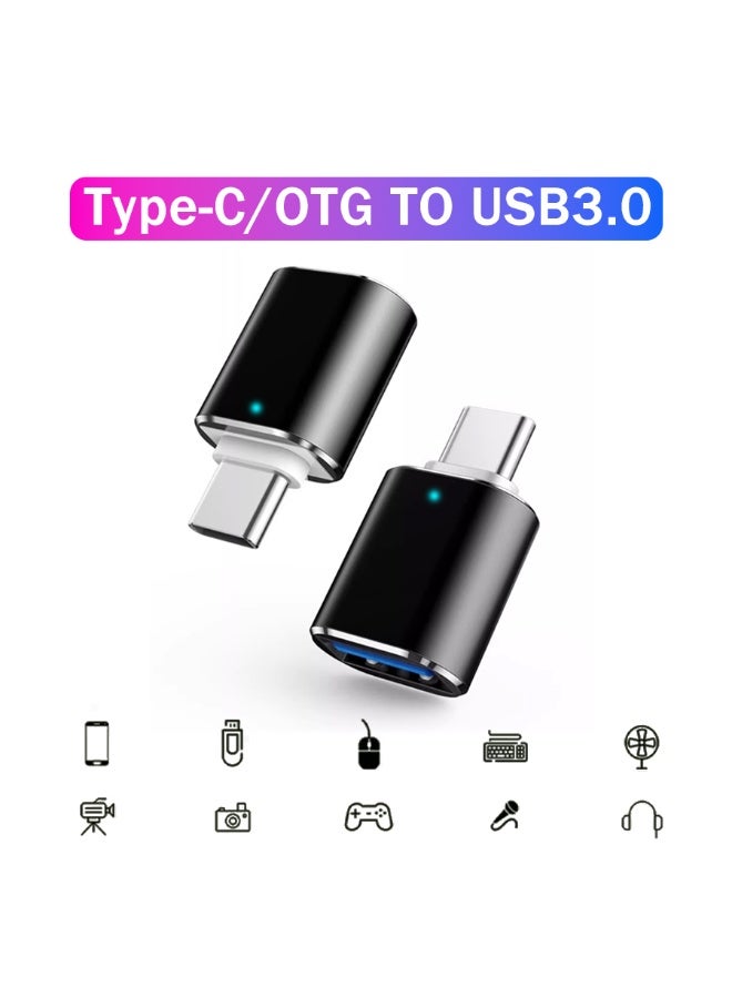 محول USB - مجموعة 3 قطع: 2 قطع من Type-C إلى USB 3.0 (أسود + فضي) + 1 قطعة من USB-A إلى Type-C (أسود)، محول OTG عالي السرعة متوافق مع MacBook وiPad وGalaxy والمزيد - Image 2
