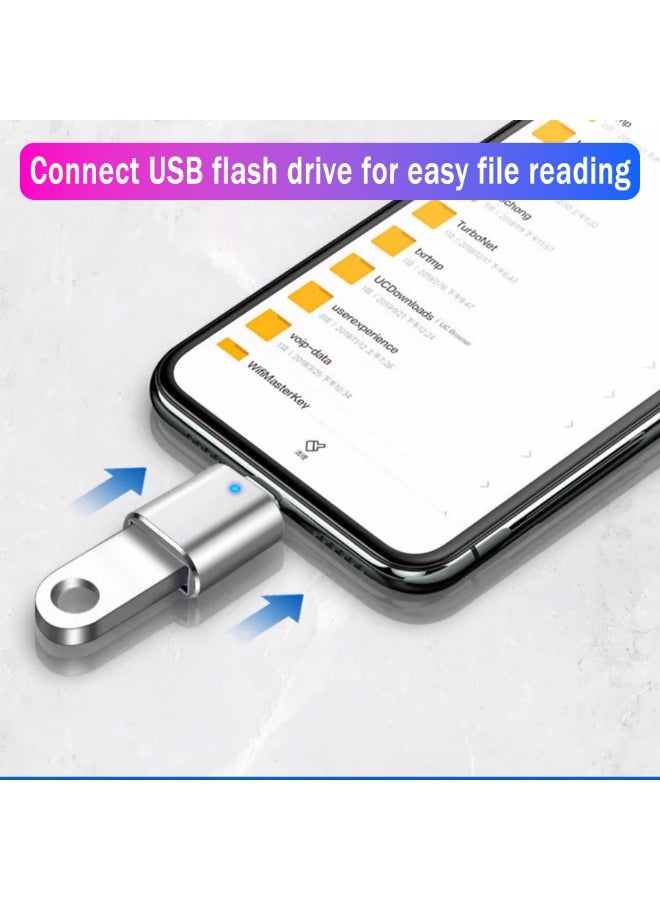 محول USB - مجموعة 3 قطع: 2 قطع من Type-C إلى USB 3.0 (أسود + فضي) + 1 قطعة من USB-A إلى Type-C (أسود)، محول OTG عالي السرعة متوافق مع MacBook وiPad وGalaxy والمزيد - Image 5