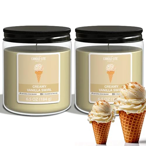 Candle-Lite Creamy Vanilla Swirl Scented Candles Set, Aromatherapy, 2 Pack 6.5 oz Single-Wick Jar, 40 Hours of Burn Time, Perfect for Gifting and Celebration (Individual Box) - Image 1