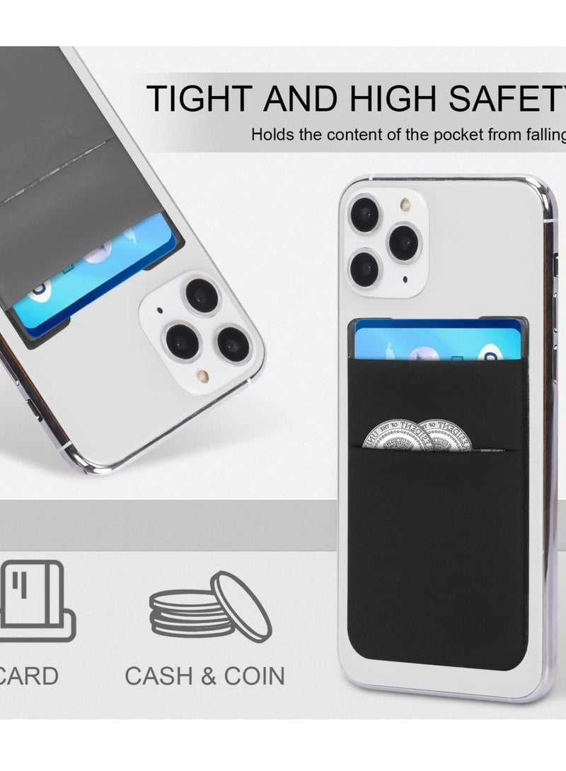 Phone Card Holder - Elastic Adhesive Wallet for ID & Credit Cards, Attaches to Back of iPhone/Samsung/Android Smartphones (2 Pack: Black & Grey) - Image 2