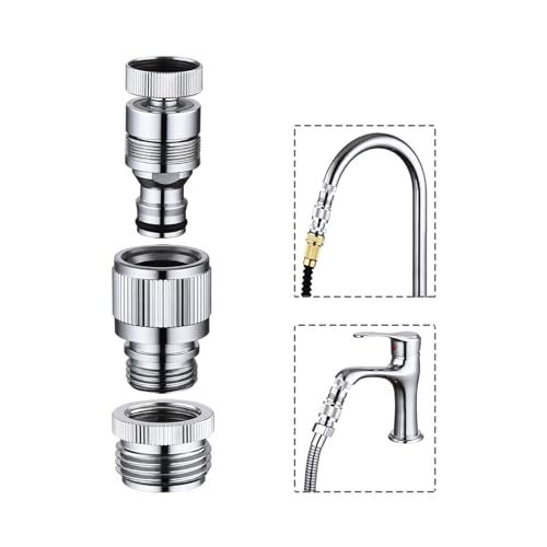 Walkinginrain Kitchen Sink Faucet Quick Connector, Dishwasher Washer Snap Coupling Adapter, Faucet to Garden Hose Adapter for Bathroom Kitchen/Shower Hose/Garden Hose - Image 1