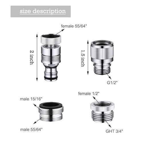 Walkinginrain Kitchen Sink Faucet Quick Connector, Dishwasher Washer Snap Coupling Adapter, Faucet to Garden Hose Adapter for Bathroom Kitchen/Shower Hose/Garden Hose - Image 3