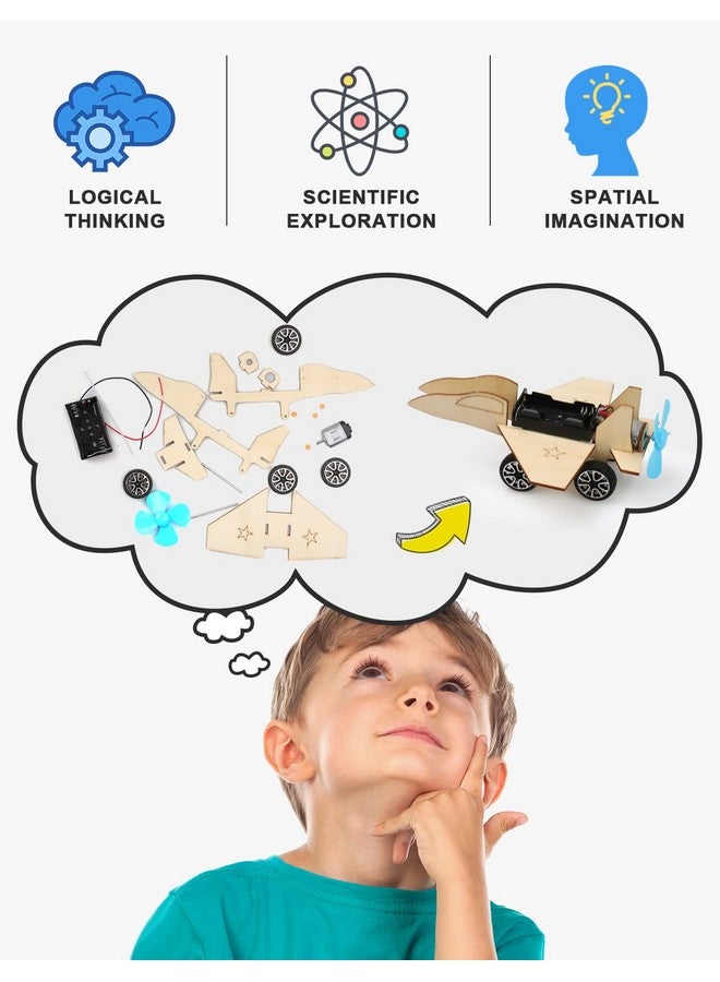 Poraxy Stem Model Car Kits, Toys For Boys Age 8-12, 5 In 1 Kids Wood Building Kit 8-10, 3D Wooden Puzzles, Educational Science Crafts Kits, Birthday Gifts For 8 9 10 11 12 13 14 Years Old Boys - Image 4