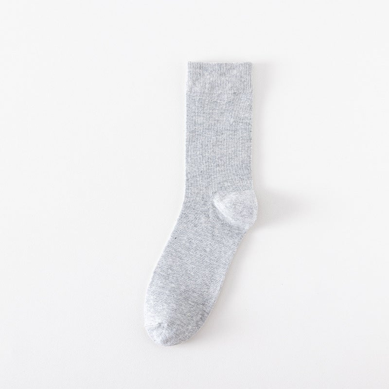 Socks mens large size 43-50 size mid-calf length socks autumn and winter sweat-absorbent breathable black cotton socks mens stockings cross-border supply Light gray  - Image 1