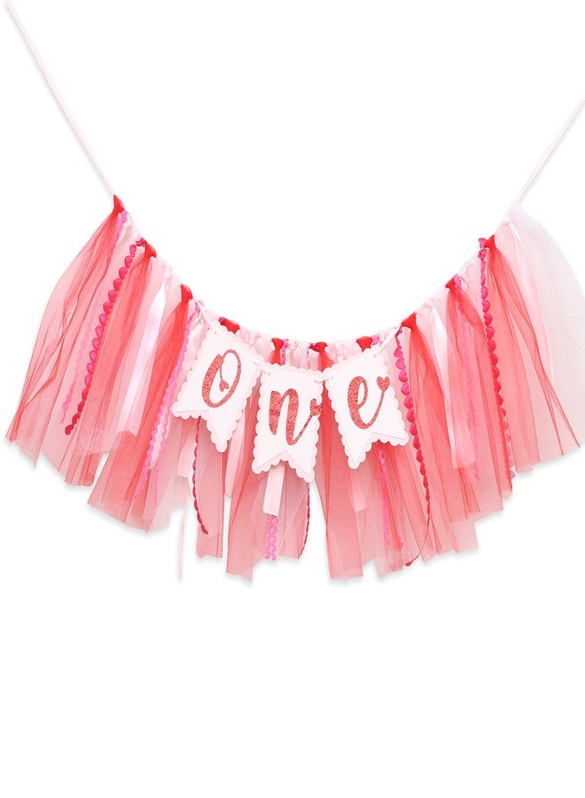 Felix Happy Valentine's Day Highchair Banner 1st Birthday Girl - Valentine's Day Highchair Banner 1st Birthday Girl,happy 1st Birthday High Chair Banner,red and pink High Chair,happy First Birthday - Image 1