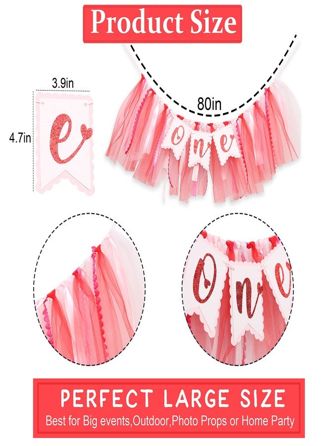 Felix Happy Valentine's Day Highchair Banner 1st Birthday Girl - Valentine's Day Highchair Banner 1st Birthday Girl,happy 1st Birthday High Chair Banner,red and pink High Chair,happy First Birthday - Image 2