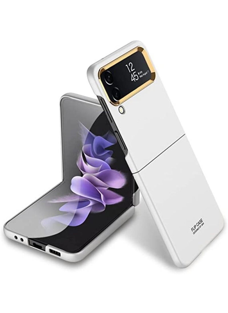 GKK - Samsung Z Flip 4 Case, Ultra-Thin Folding Shell Galaxy Z Flip 4 Case Electroplated Metal Lens Frame All-Inclusive Protection Case for Samsung Galaxy Z Flip 4 5G, Temperamental Silver - Image 1