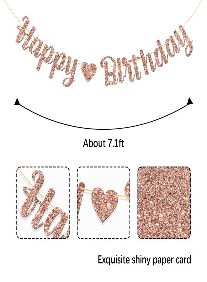 MonMon & Craft Happy Birthday Banner - Children & Adults Party Decor - Rose Gold Glitter - Image 2